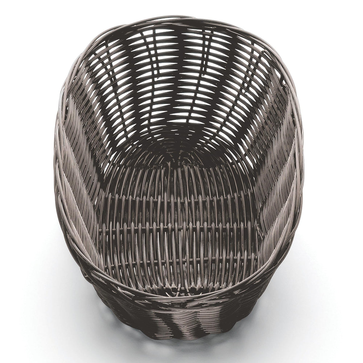 10" x 6-1/2" Brown Oval Woven Plastic Basket by Tablecraft – Polypropylene, Brown, Pack of 12, Model 1476