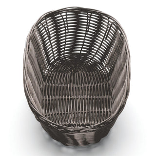 10" x 6-1/2" Brown Oval Woven Plastic Basket by Tablecraft – Polypropylene, Brown, Pack of 12, Model 1476