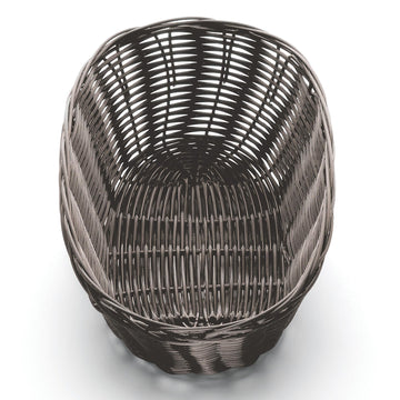 10" x 6-1/2" Brown Oval Woven Plastic Basket by Tablecraft – Polypropylene, Brown, Pack of 12, Model 1476