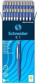 Schneider K-1 Retractable Ballpoint Pen, Blue, Box of 20 (3153)