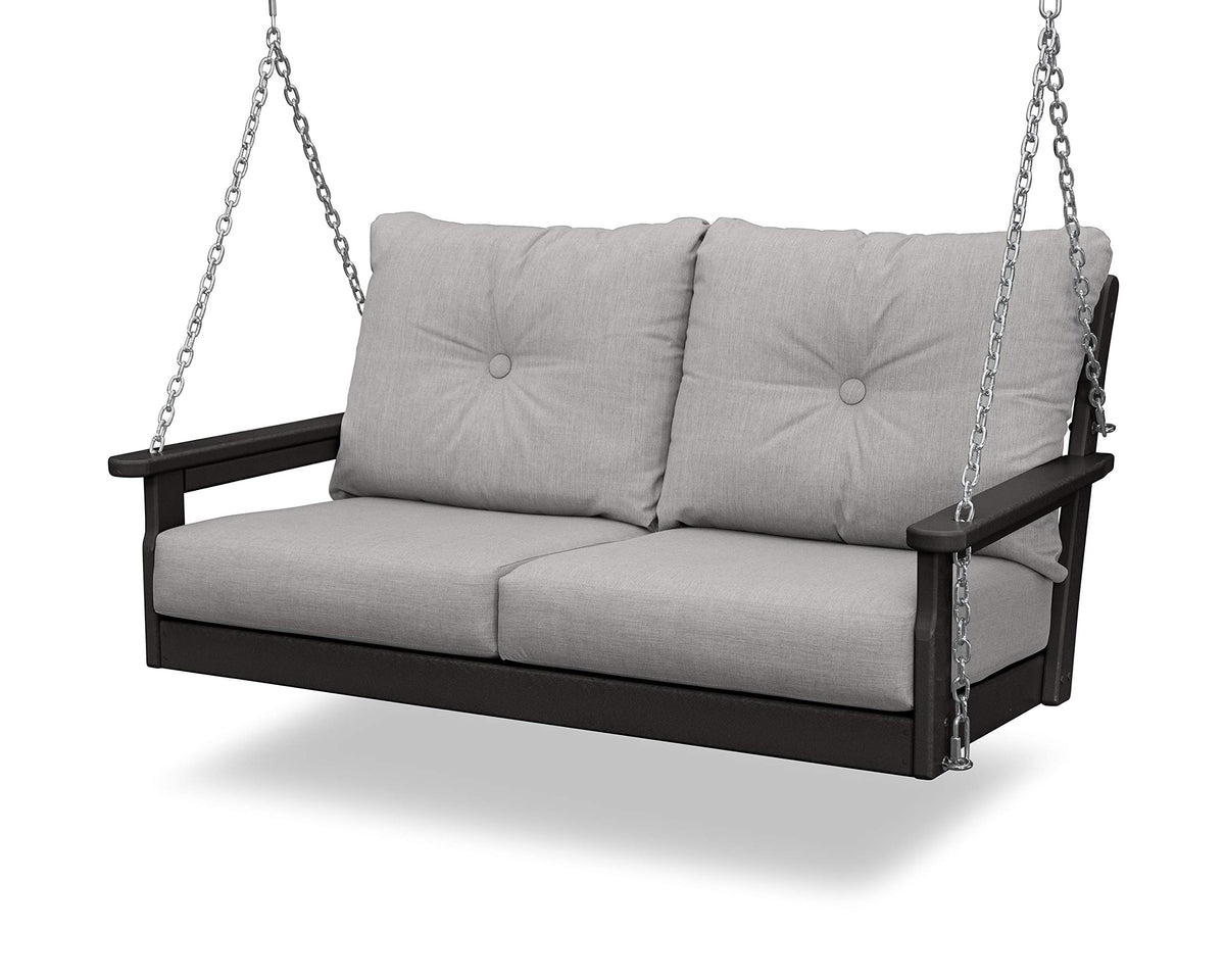 ® Vineyard Swing by Polywood – High Density Polyethylene, Black / Granite, Model GNS46BL-5402