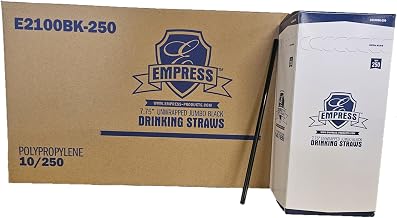 [2500 Count] Empress Jumbo Black Drinking Straws, 7.75" - 10 Boxes of 250