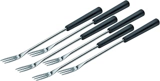 Kuhn Rikon 6 Piece Cheese & Meat Fondue Forks With Plastic Handles, Small, Silver/Black