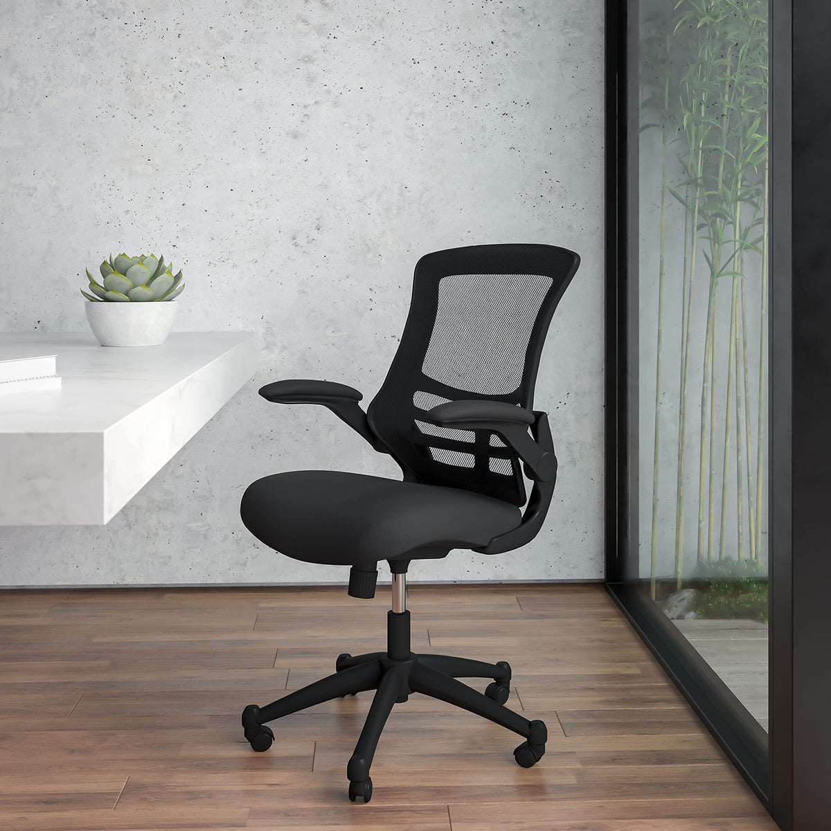 Mesh Swivel Ergonomic Office Chair by Flash Furniture – Set of 5, Mesh, Metal, Foam, Leather/Faux Leather, Plastic, Black Mesh, Pack of 5, Model 5-BL-X-5M-BK-GG