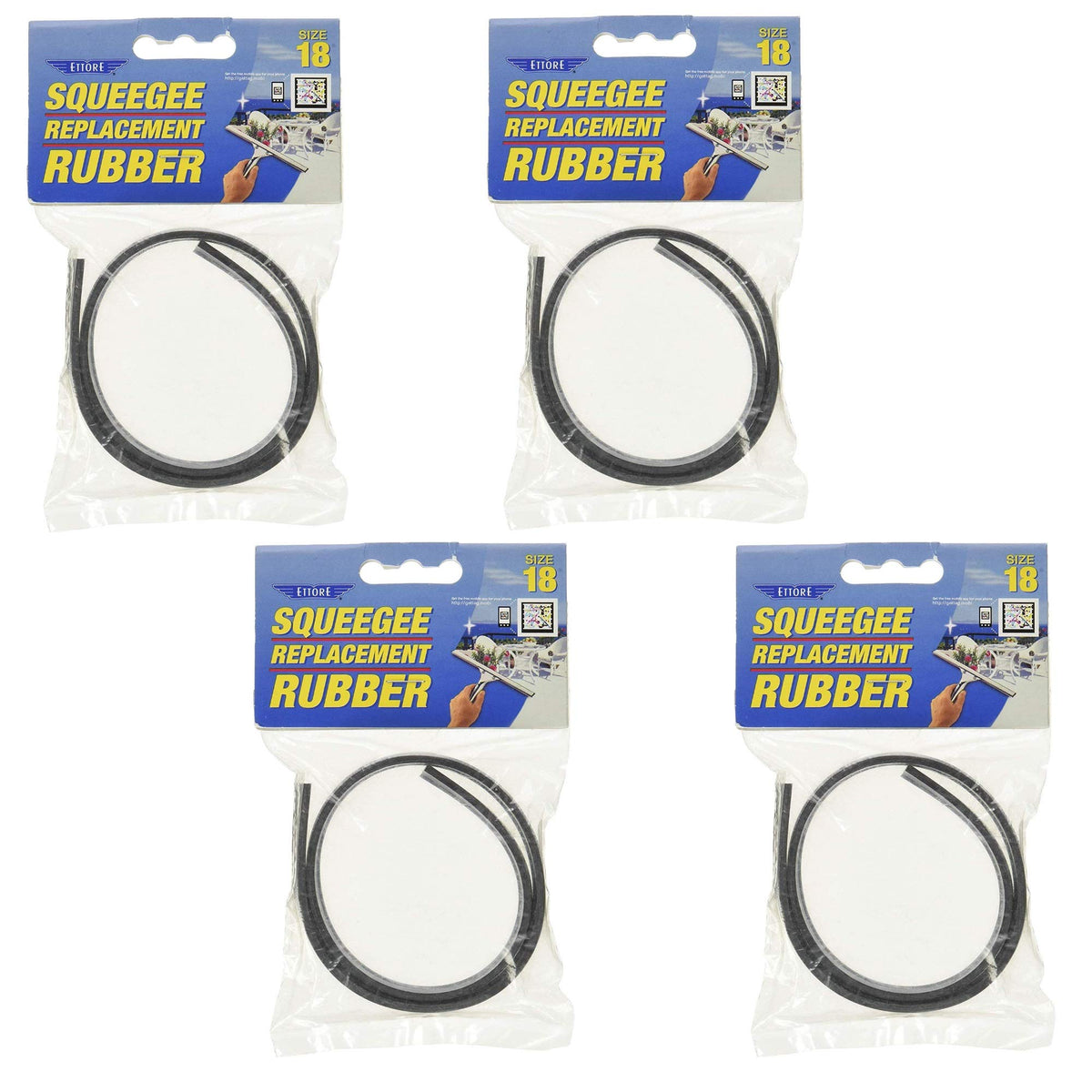 SQUEEGE REFIL 18" by Ettore – 1.5 Foot (Pack of 4), Black, Pack of 4, Model 20018
