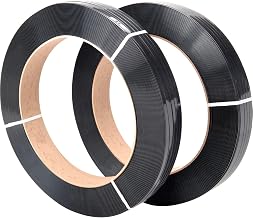 Global Industrial Polyester Strapping, 1/2" W x 3250'L x 0.028" Thick, Black, Lot of 2