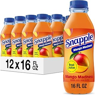 Snapple Mango Madness Flavored Juice Drink, 16 fl oz recycled plastic bottle, Pack of 12