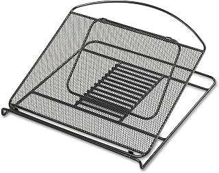 Safco 2161BL Onyx Adjustable Steel Mesh Laptop Stand 12 1/4 x 12 1/4 x 1 Black
