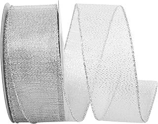 Reliant Ribbon 99669W-070-09F Display Glimmer Value Wired Edge Ribbon, 1-1/2 Inch X 10 Yards, Silver