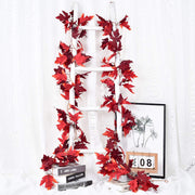 Lvydec Maple Leaf Fall Garland, 5.9 Feet Per Strand, Set of 2 in Dark Red