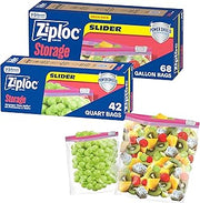 Ziploc Gallon and Quart Storage Slider Bags Bundle, Durable, 68 and 42 Count