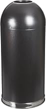 Witt Industries 420DTBK Steel 20-Gallon Standard Open Top Waste Receptacle with Galvanized Liner, Round, 18" Diameter x 18" Diameter x 34" Height, Black