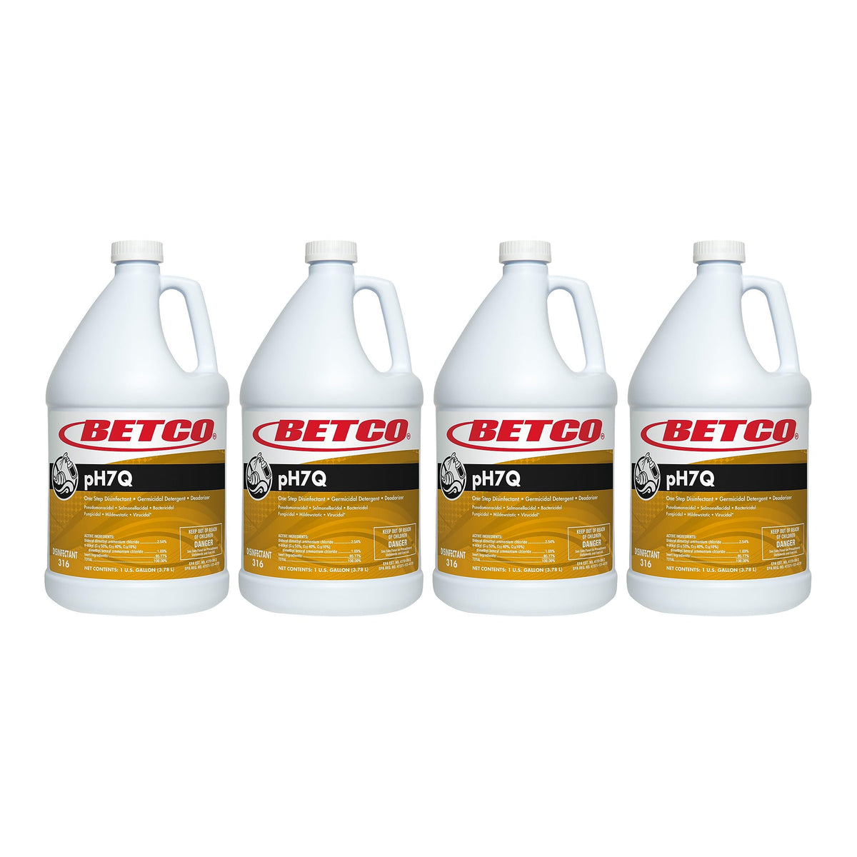 Ph7q Dual Neutral Disinfectant Cleaner by Betco – 512 Fl Oz (Pack of 1), Engineered, White, Model 3160400