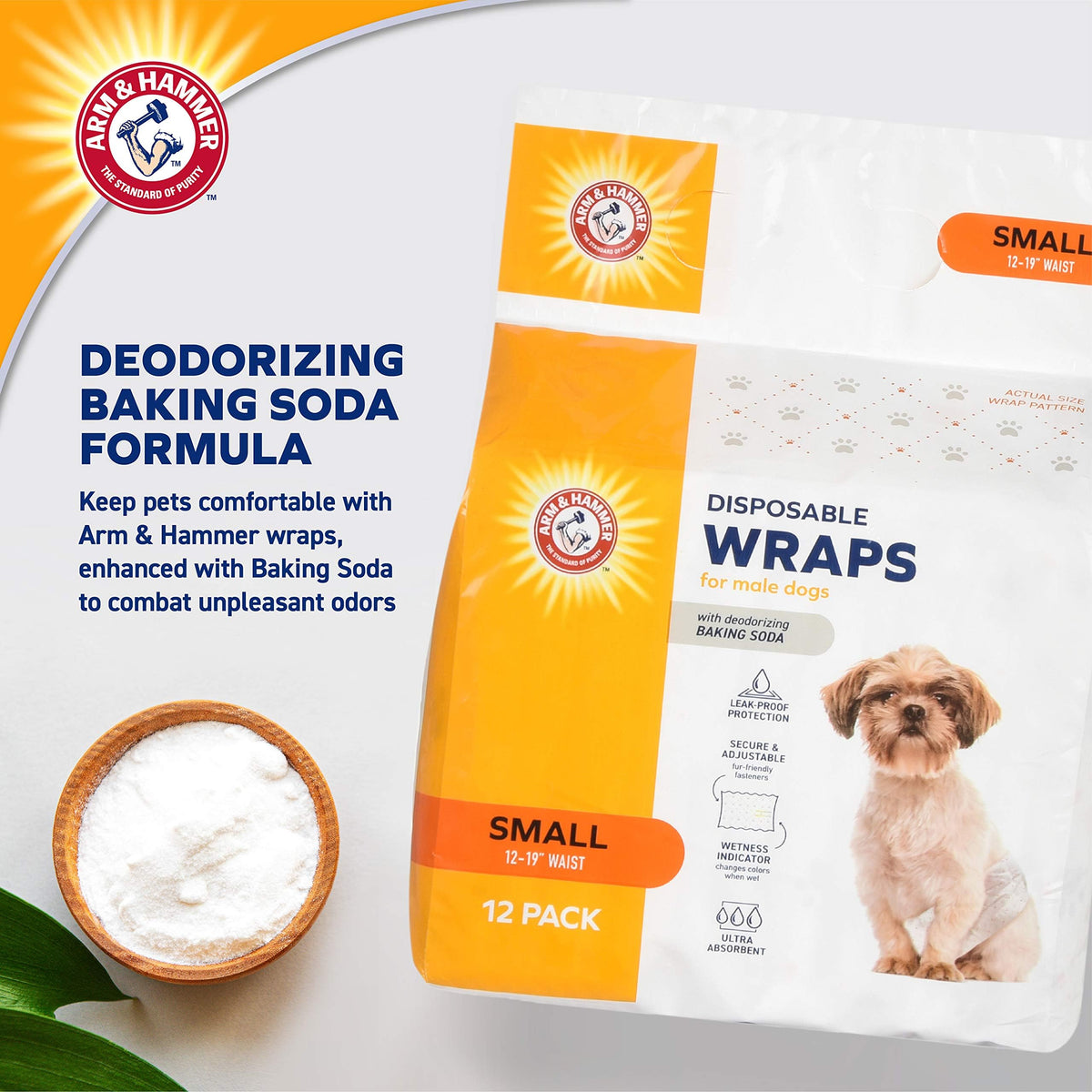 Small Male Dog Wraps by ARM & HAMMER – Small (Pack of 6), Microfiber, white, Pack of 6, Model FF13881