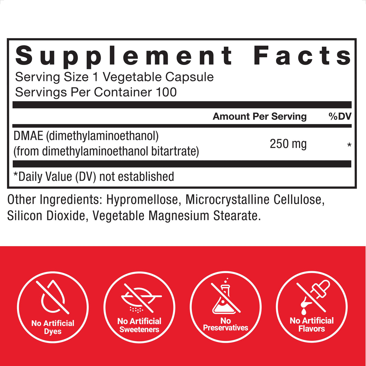 DMAE Supplement for Concentration by Force Factor – 100 Count (Pack of 1), Dmae, Model FFS-01282-FG