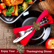 Patelai Napkin Rings, 12 Pack Metal, Bronze Maple Leaf Pumpkin