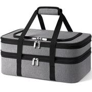 Miaojie Insulated Casserole Carrier, Double Layer Expandable, Gray