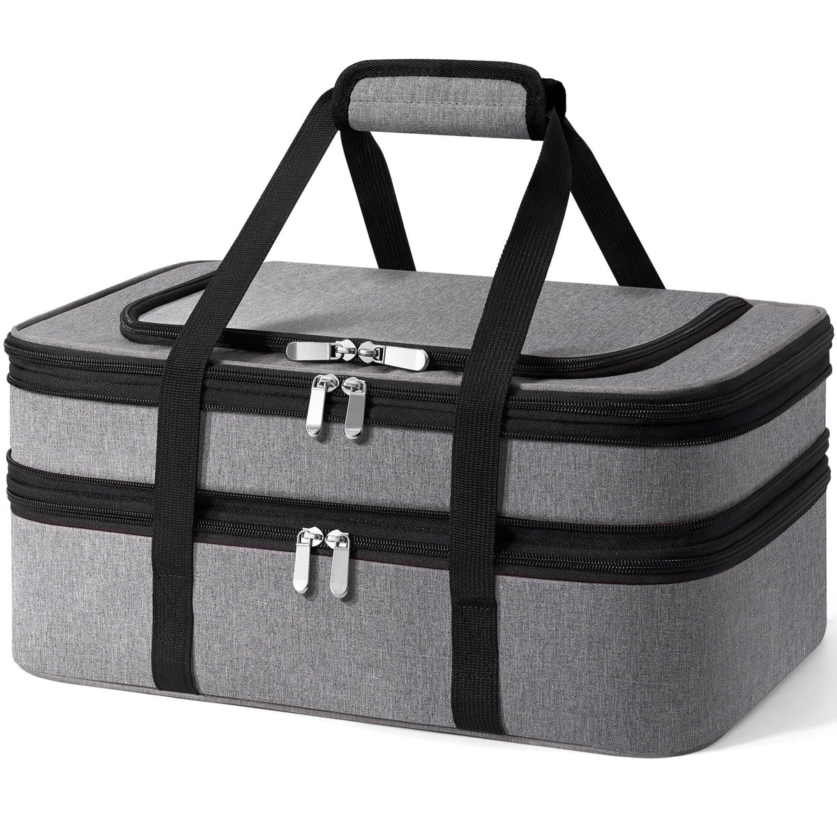 Miaojie Insulated Casserole Carrier, Double Layer Expandable, Gray