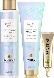 Pantene Shampoo and Conditioner Plus Hair Mask Rescue Shot Treatment with Baobab Essence/Nutrient Blends For Hydrating Glow, White