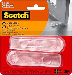 Scotch Door Stoppers, 2 Count, 1-1/8 in., Flexible Material Assures Snug Fit Under Doors, Easy to Use Stops for Bottom of Door (SP947)