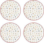 10 Strawberry Street Bella Holiday Appetizer Plates, Skiers, Set of 4