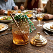 QFkris Crystal Honey Pot with Dipper, Champagne, 1 Piece