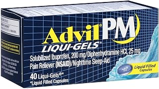 Advil PM Liqui-Gels Pain Nighttime Sleep, 40 Liqui-Gels (Pack of 2)