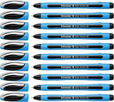 Schneider Slider Memo XB (Extra Broad) Ballpoint Pen, 1.4 mm, Light Blue Barrel, Black Ink, Box of 10 Pens (150201)