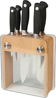 Mercer Culinary M20050 Genesis 6-Piece Wood / Glass Knife Block Set