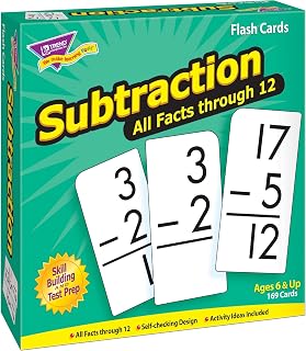 Trend Enterprises Subtraction All Facts Through 12 Skill Drill Flash Cards, Great for Skill Building and Test Prep, Self-Checking Design, 169 Cards Included, for Ages 6 and Up