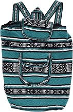 Oland Aztec Large Falsa Beach Bag, Teal, 80% Cotton, Multiple Storage Compartments
