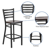 Flash Furniture Walnut Wood Seat/Black Metal Frame / Set of 1 / Traditional Barstools