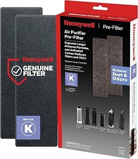 Honeywell Air Purifier Pre-Filter, Works with AirGenius Series, 2 Pack | Household Odor & Gas Reducing Pre-filter, Compatible with Select QuietClean and AirGenius Air Purifiers