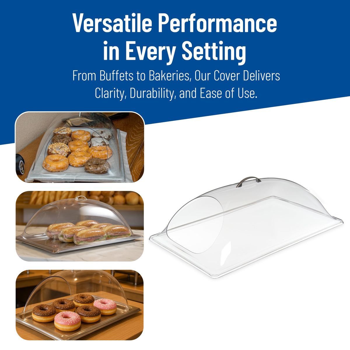 Dome Cover by Carlisle FoodService Products – 21-1/4" x 13-3/8" (Pack of 1), 0.0 ounces, Polycarbonate, Clear, Model PSD21EH07