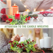 Willbond Christmas Candle Rings, 9 Inch Diameter with Berry Greenery, Set of 12