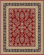Furnifact Red and Black Area Rug, 4' x 6' Small Rectangle, Power Loomed Polypropylene Pile, Jute Backing, Durable Construction for Living Room, Bedroom