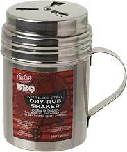 Tablecraft 10 oz, Silver Stainless Steel Dry Rub Shaker with Handle, 10-Ounce