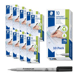Lumocolor wet erase fine point black ink markers by STAEDTLER – 10 Count (Pack of 10), Plastic, Black, Model 311-9 10