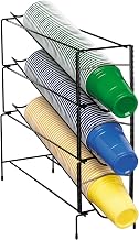 WR-CT-3 Countertop Three Section Vertical Wire Rack Cup Dispenser, Black Wire