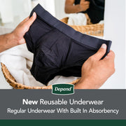 Washable Incontinence Underwear for Men by Depend – Large, Other, Black, Model 10036000557456