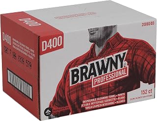 Brawny Professional D400 Disposable Cleaning Towel by GP PRO (Georgia-Pacific), 20080/03, White, 152 Towels Per Box