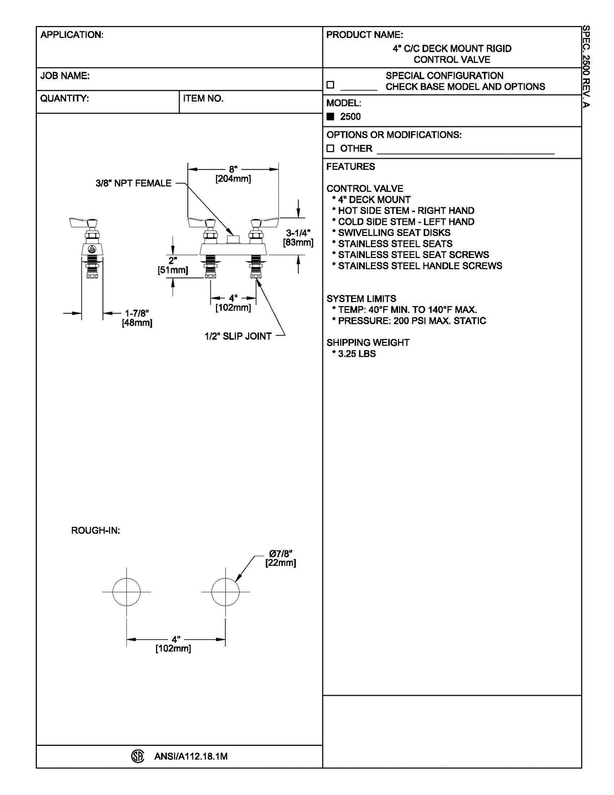 CTL VLV 4D RIG SV by Fisher – Stainless Steel, Model 2500