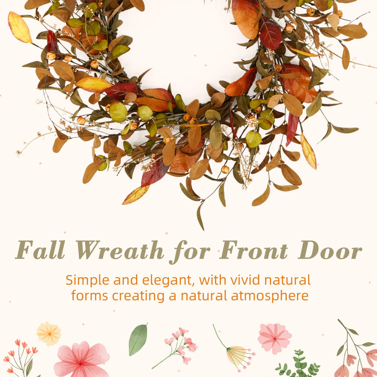 YNYLCHMX Fall Wreath, 20 Inch Diameter, Pumpkin