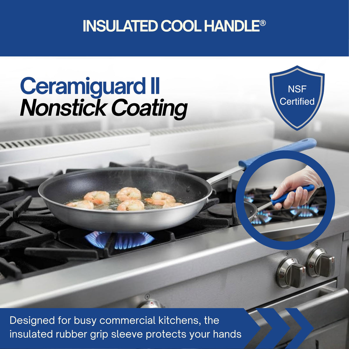 Wear-Ever 8" Non-Stick Fry Pan with CeramiGuard II and Cool Handle by Vollrath – 8-Inch, 8.0 inches, Aluminum, Black/Blue, Model Z4008