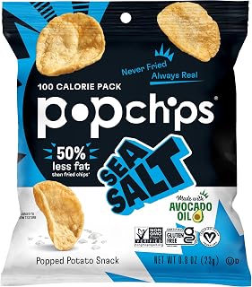 popchips Potato Chips, Sea Salt Flavor, 0.8oz (Pack of 24)