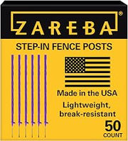Zareba 4-Foot Step-in Electric Fence Posts - 50 Pack for Electric Fence System - Sturdy & Easy Installation - A-48P, Purple - Easy to Install Step in Fence Posts, Includes 50