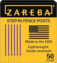 Zareba 4-Foot Step-in Electric Fence Posts - 50 Pack for Electric Fence System - Sturdy & Easy Installation - A-48P, Purple - Easy to Install Step in Fence Posts, Includes 50