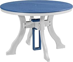 American Furniture Classics Model 44R-D-BW Dining Height Round Table in Blue with a White Base, Made in The USA