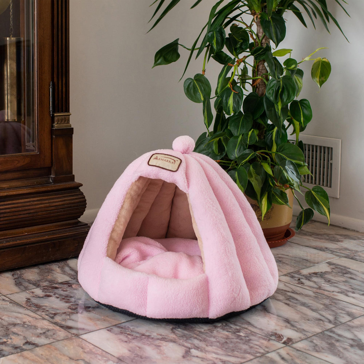 Cat Bed Model Powder Pink by Armarkat – 18 x 18 x 16, Fabric, Pink, Model C95GFS