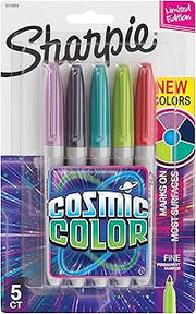 Sharpie Permanent Markers, Fine Point, Cosmic Color, Limited Edition, 5 Count